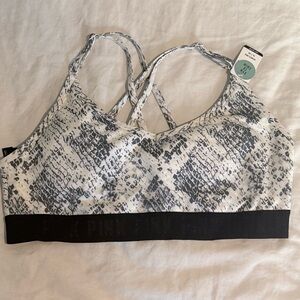 VS Pink Sport XL Gym to Swim Snakeskin Light Support Sports Bra NWT